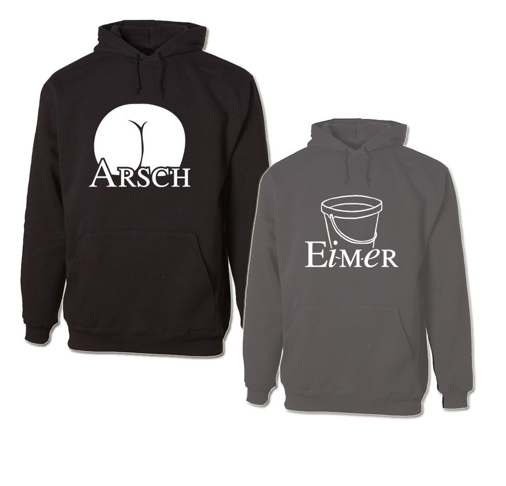 G-graphics Hoodie Arsch & Eimer (Partner- / Paar-Set, Einzelteile zum selbst zusammenstellen) Aufdruck auf der Vorder- oder Rückseiteseite wählbar von G-graphics