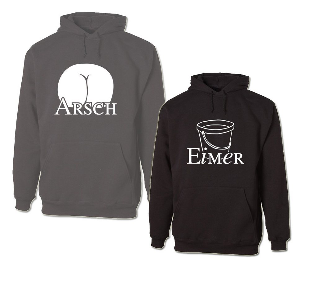 G-graphics Hoodie Arsch & Eimer Paar- / Partner-Set zum selbst zusammenstellen, Aufdruck auf der Vorder- oder Rückseiteseite wählbar, Spruch/Sprüche/Print/Motiv, für Sie & Ihn von G-graphics