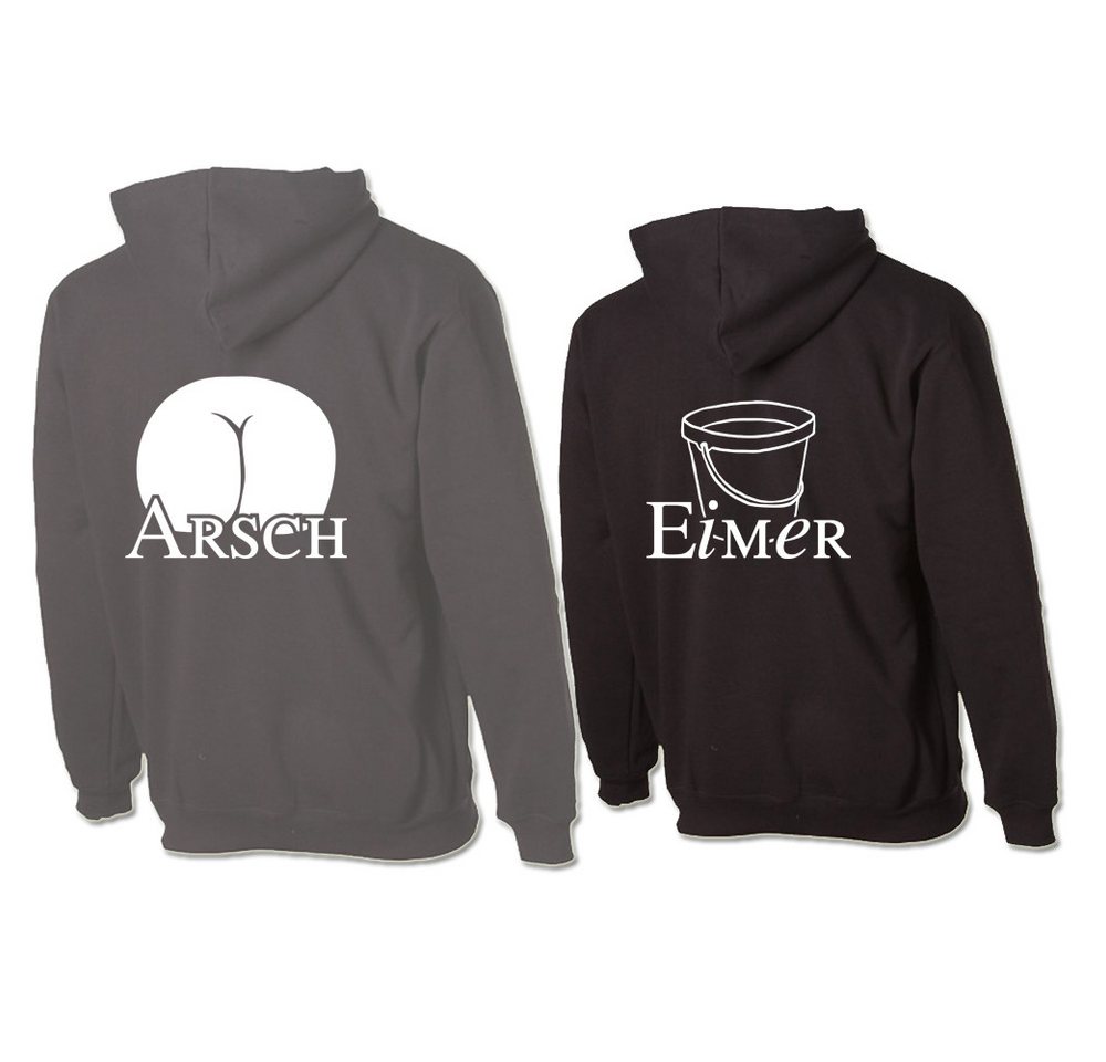 G-graphics Hoodie Arsch & Eimer Paar- / Partner-Set zum selbst zusammenstellen, Aufdruck auf der Vorder- oder Rückseiteseite wählbar, Spruch/Sprüche/Print/Motiv, für Sie & Ihn von G-graphics