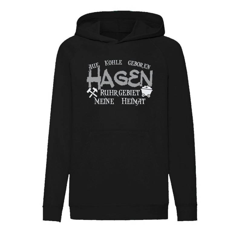 G-graphics Hoodie Auf Kohle geboren – HAGEN – Ruhrgebiet, meine Heimat Kinder Hoodie / Kapuzenpullover mit coolem Ruhrgebiets-Motiv / Print von G-graphics