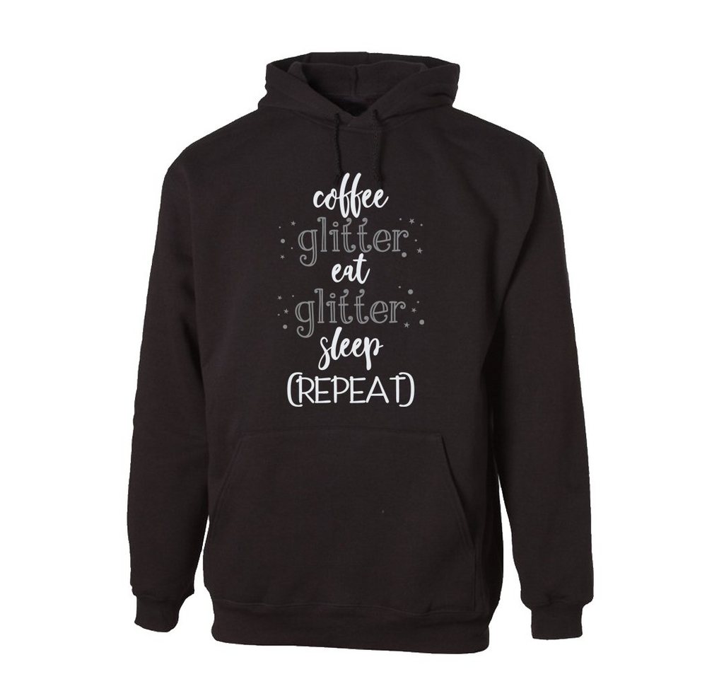 G-graphics Hoodie Coffee – glitter – Eat – glitter – Sleep (repeat) mit trendigem Frontprint, Aufdruck auf der Vorderseite, Spruch/Sprüche/Print/Motiv, für jung & alt von G-graphics