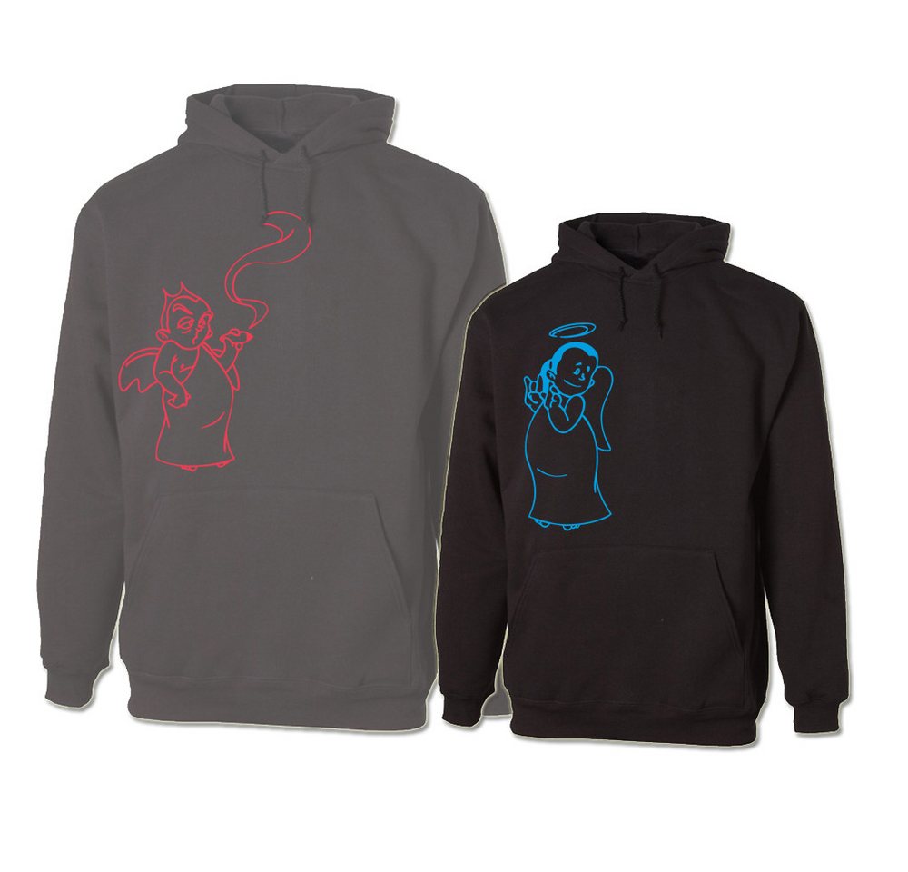 G-graphics Hoodie Engel & Teufel Paar- / Partner-Set zum selbst zusammenstellen, Aufdruck auf der Vorder- oder Rückseiteseite wählbar, Spruch/Sprüche/Print/Motiv, für Sie & Ihn von G-graphics