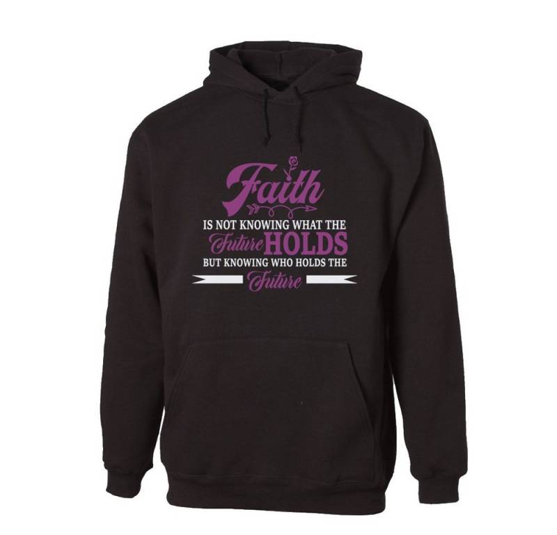 G-graphics Hoodie Faith is ... knowing who holds the Future Unisex mit trendigem Frontprint mit Spruch von G-graphics