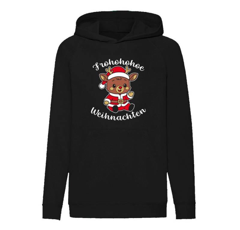 G-graphics Hoodie Frohohohoe Weihnachten – Rentier in Nikolauskostüm Kinder Hoodie / Kapuzenpullover mit schönem Winter- & Weihnachtsmotiv von G-graphics