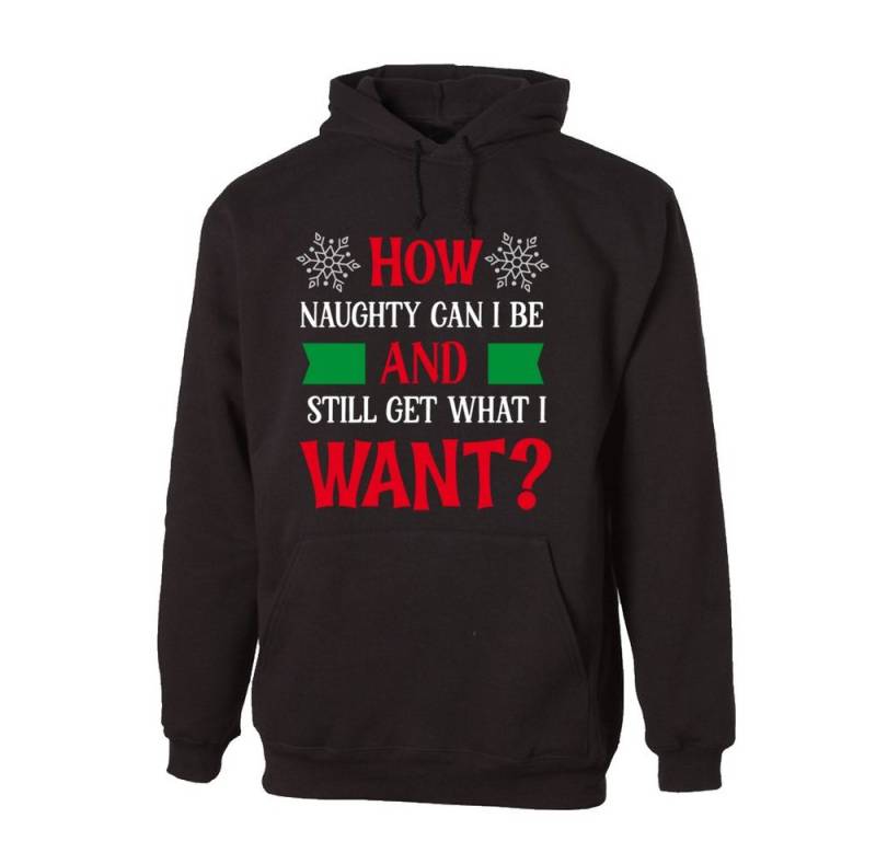 G-graphics Hoodie How naughty can I be and still get what I want? Unisex mit trendigem Frontprint mit Weihnachtsmotiv von G-graphics