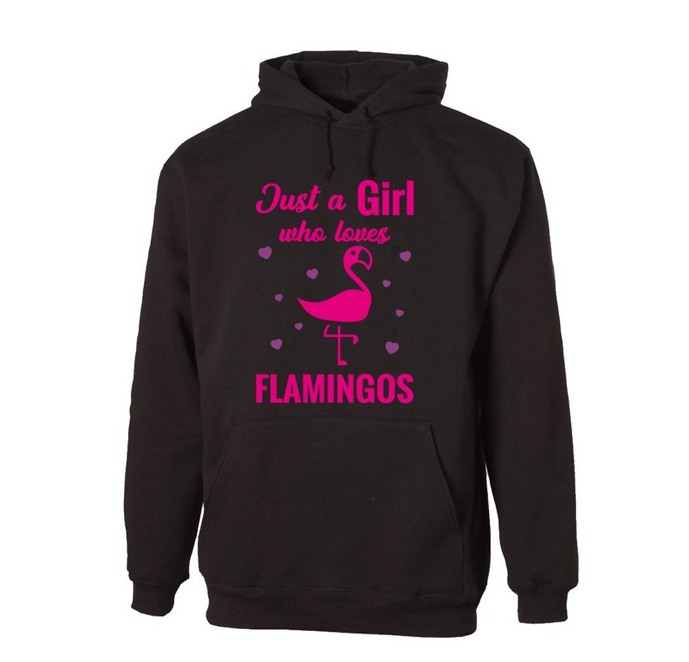 G-graphics Hoodie Just a Girl who loves Flamingos mit trendigem Frontprint, Aufdruck auf der Vorderseite, Spruch/Sprüche/Print/Motiv, für jung & alt von G-graphics