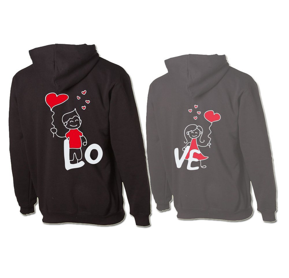 G-graphics Hoodie LO – VE (Partner- / Paar-Set, Einzelteile zum selbst zusammenstellen) Aufdruck auf der Vorder- oder Rückseiteseite wählbar von G-graphics