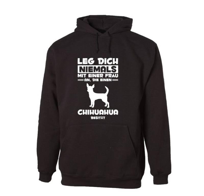G-graphics Hoodie Leg dich niemals mit einer Frau an, die einen Chihuahua besitzt mit trendigem Frontprint mit Spruch für Hundeliebhaber von G-graphics