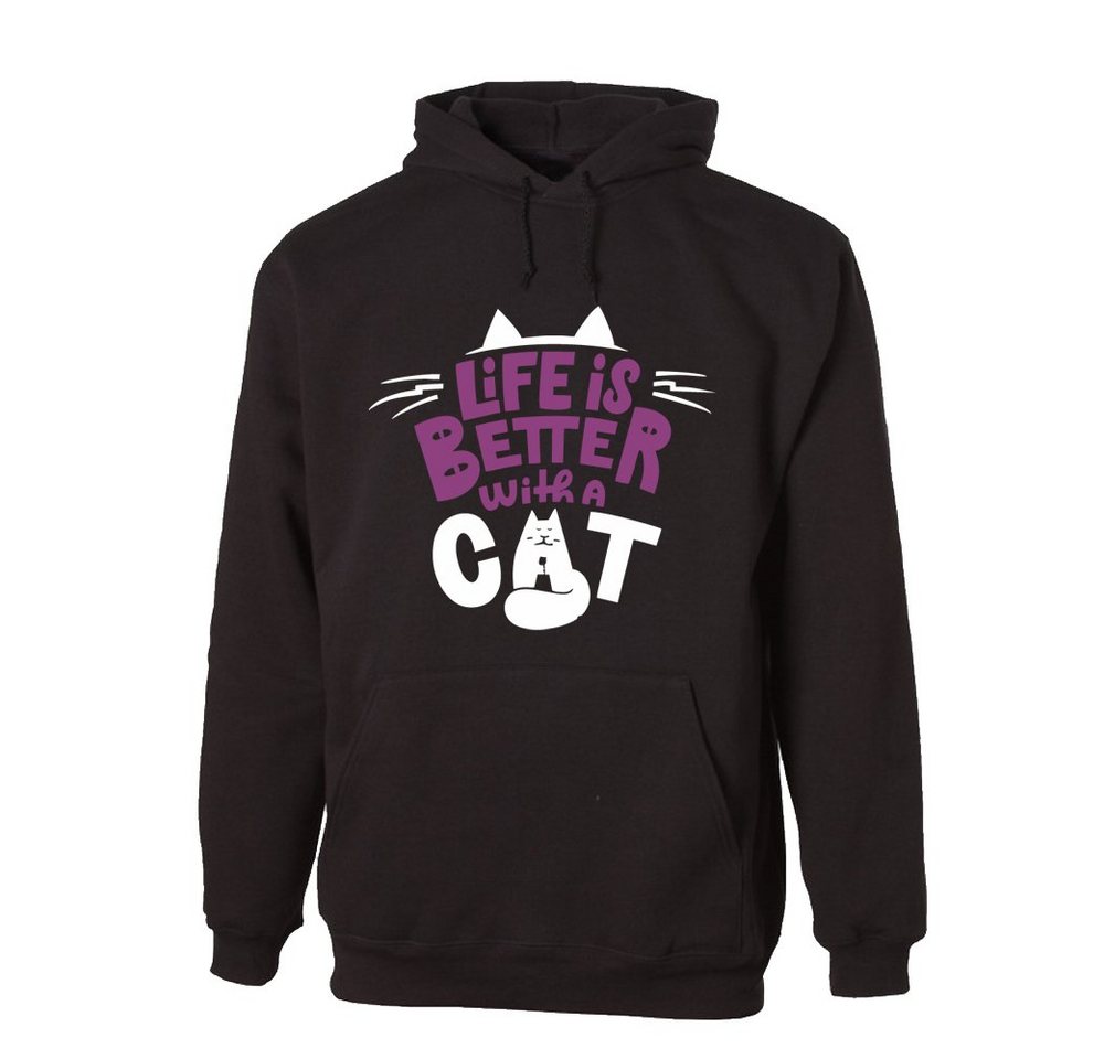 G-graphics Hoodie Life is better with a Cat mit trendigem Frontprint, Aufdruck auf der Vorderseite, Spruch/Sprüche/Print/Motiv, für jung & alt von G-graphics