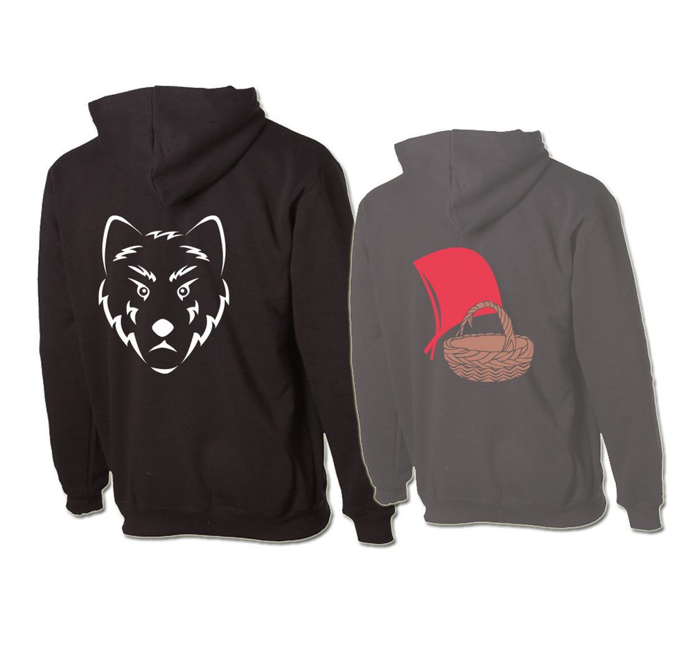 G-graphics Hoodie Rotkäppchen & der böse Wolf (Partner- / Paar-Set, Einzelteile zum selbst zusammenstellen) Aufdruck auf der Vorder- oder Rückseiteseite wählbar von G-graphics