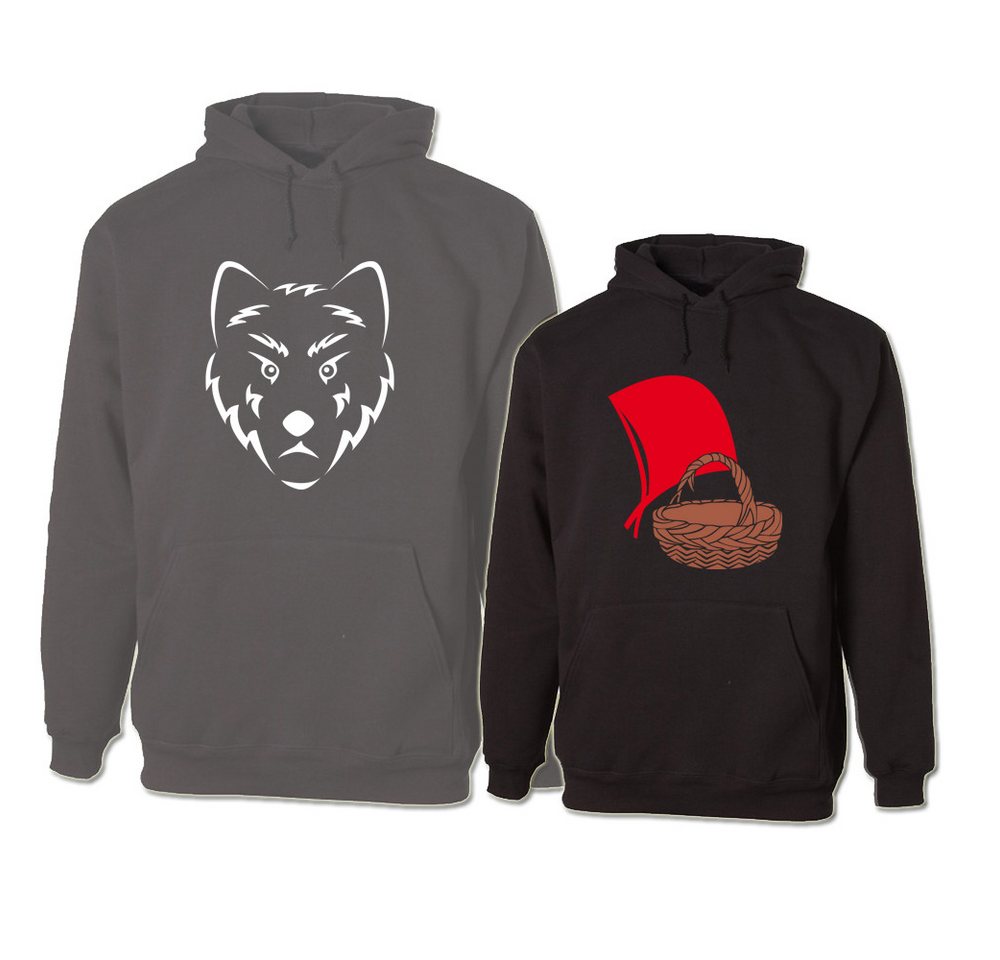 G-graphics Hoodie Rotkäppchen & der böse Wolf Paar- / Partner-Set zum selbst zusammenstellen, Aufdruck auf der Vorder- oder Rückseiteseite wählbar, Spruch/Sprüche/Print/Motiv, für Sie & Ihn von G-graphics