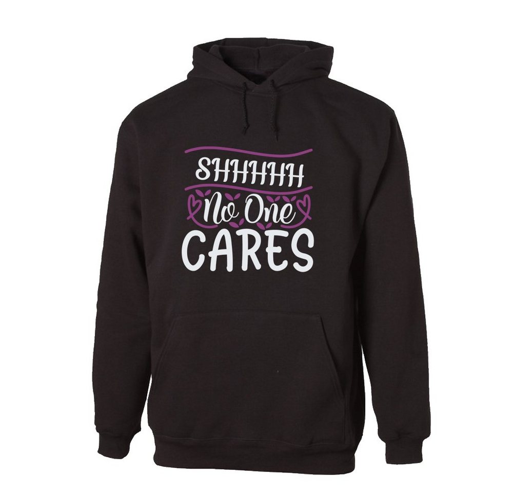 G-graphics Hoodie Shhhhh – No one cares mit trendigem Frontprint, Aufdruck auf der Vorderseite, Spruch/Sprüche/Print/Motiv, für jung & alt von G-graphics