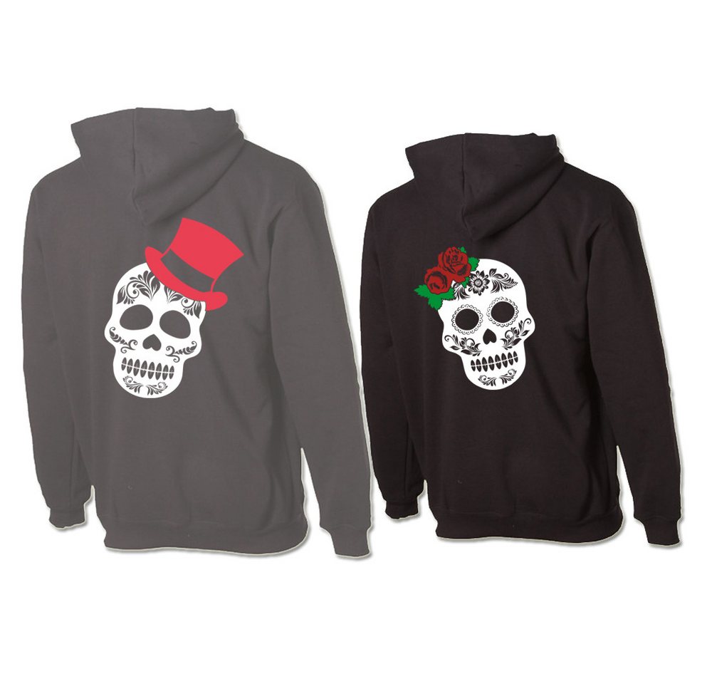 G-graphics Hoodie Sugar Skull – He & She Paar- / Partner-Set zum selbst zusammenstellen, Aufdruck auf der Vorder- oder Rückseiteseite wählbar, Spruch/Sprüche/Print/Motiv, für Sie & Ihn von G-graphics