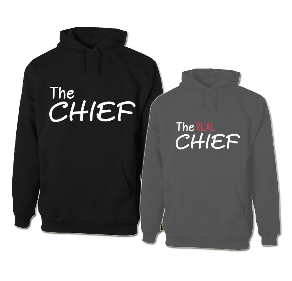 G-graphics Hoodie The Chief & The REAL Chief Paar- / Partner-Set zum selbst zusammenstellen, Aufdruck auf der Vorder- oder Rückseiteseite wählbar, Spruch/Sprüche/Print/Motiv, für Sie & Ihn von G-graphics