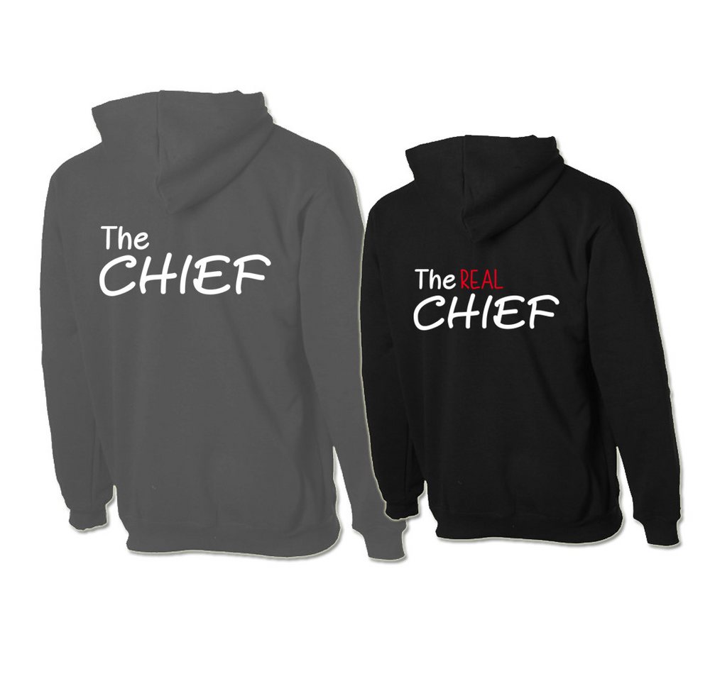 G-graphics Hoodie The Chief & The REAL Chief Paar- / Partner-Set zum selbst zusammenstellen, Aufdruck auf der Vorder- oder Rückseiteseite wählbar, Spruch/Sprüche/Print/Motiv, für Sie & Ihn von G-graphics