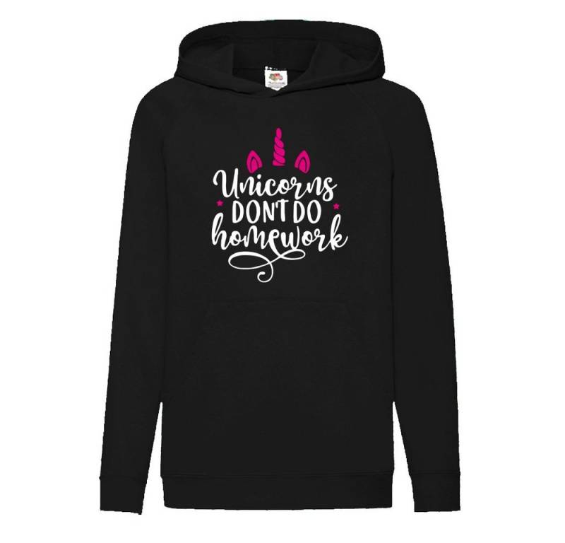 G-graphics Hoodie Unicorns don´t do homeworks Kinder Hoodie / Kapuzenpullover mit coolem & süßem Einhorn-Print von G-graphics