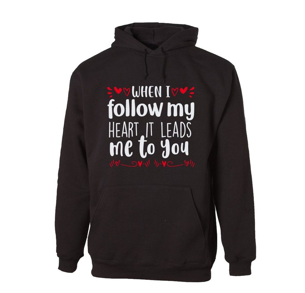 G-graphics Hoodie When I follow my heart it leads me to you Unisex mit trendigem Frontprint mit Spruch zum Valentinstag von G-graphics