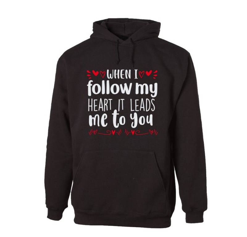 G-graphics Hoodie When I follow my heart it leads me to you Unisex mit trendigem Frontprint mit Spruch zum Valentinstag von G-graphics