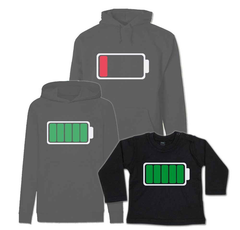 G-graphics Kapuzenpullover Batterie leer & Batterie voll (Familienset, Einzelteile zum selbst zusammenstellen) Kinder & Erwachsenen-Hoodie & Baby Sweater von G-graphics