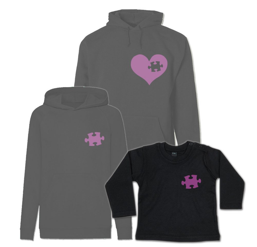 G-graphics Kapuzenpullover Herz & Puzzlestück (Familienset, Einzelteile zum selbst zusammenstellen) Kinder & Erwachsenen-Hoodie & Baby Sweater von G-graphics