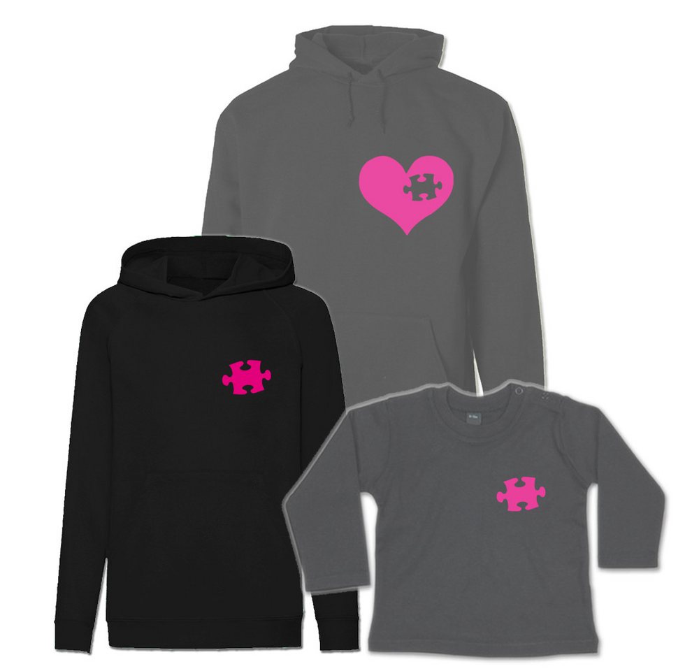 G-graphics Kapuzenpullover Herz & Puzzlestück (Familienset, Einzelteile zum selbst zusammenstellen) Kinder & Erwachsenen-Hoodie & Baby Sweater von G-graphics