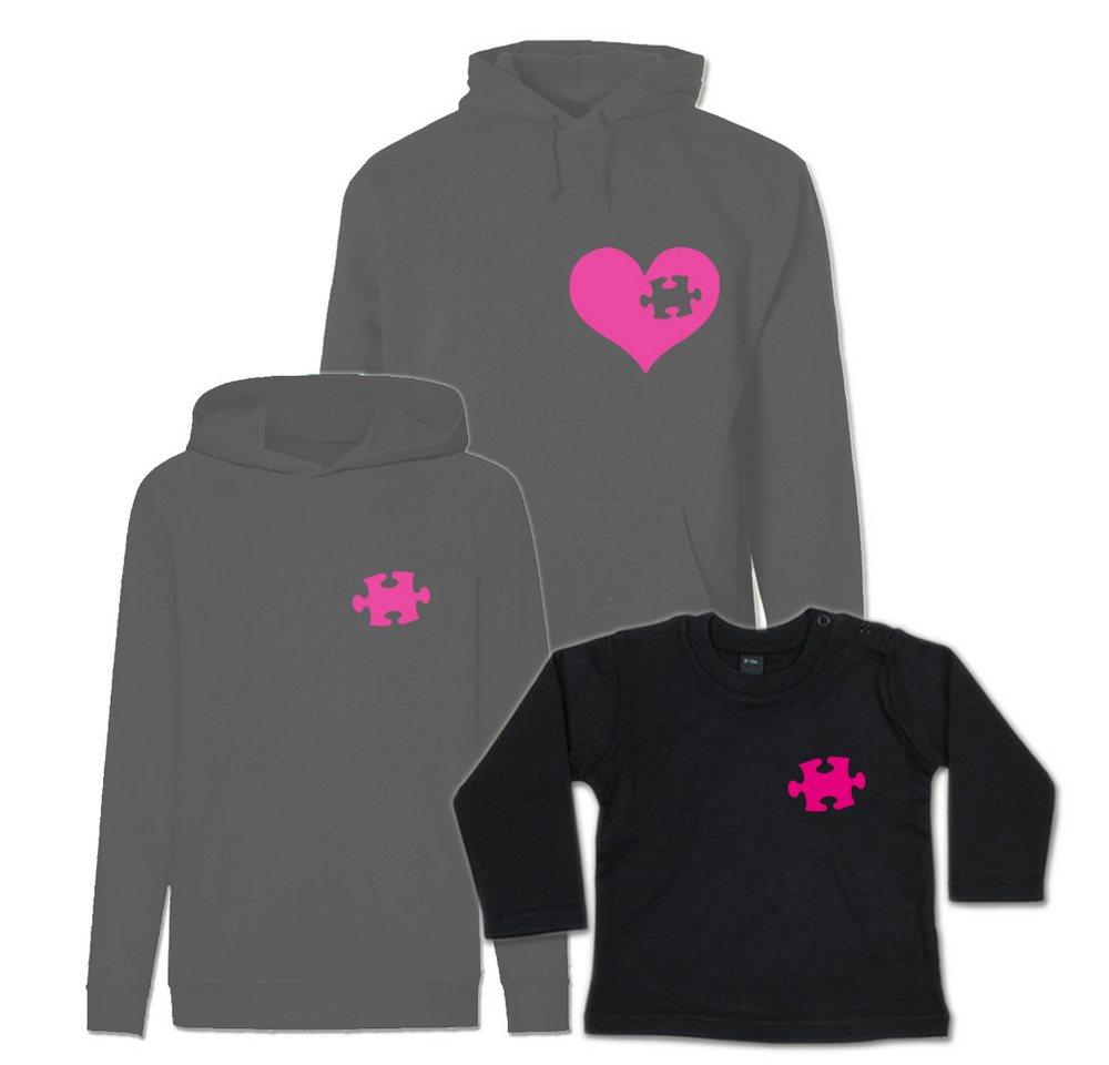 G-graphics Kapuzenpullover Herz & Puzzlestück (Familienset, Einzelteile zum selbst zusammenstellen) Kinder & Erwachsenen-Hoodie & Baby Sweater von G-graphics