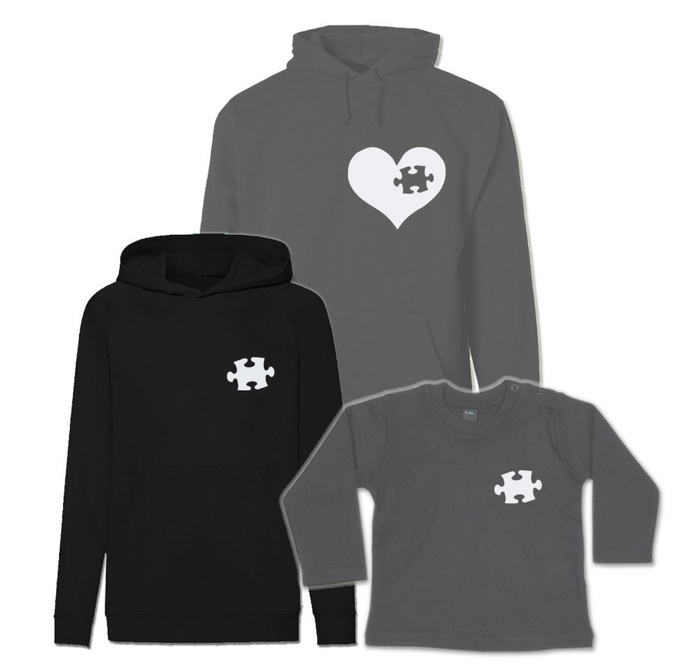 G-graphics Kapuzenpullover Herz & Puzzlestück (Familienset, Einzelteile zum selbst zusammenstellen) Kinder & Erwachsenen-Hoodie & Baby Sweater von G-graphics