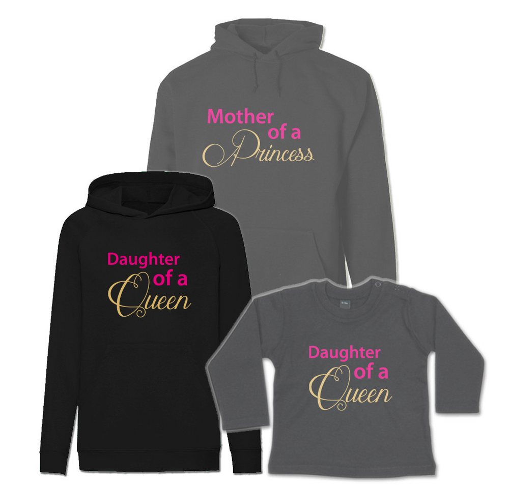 G-graphics Kapuzenpullover Mother of a Princess & Daughter of a Queen (Familienset, Einzelteile zum selbst zusammenstellen) Kinder & Erwachsenen-Hoodie & Baby Sweater von G-graphics