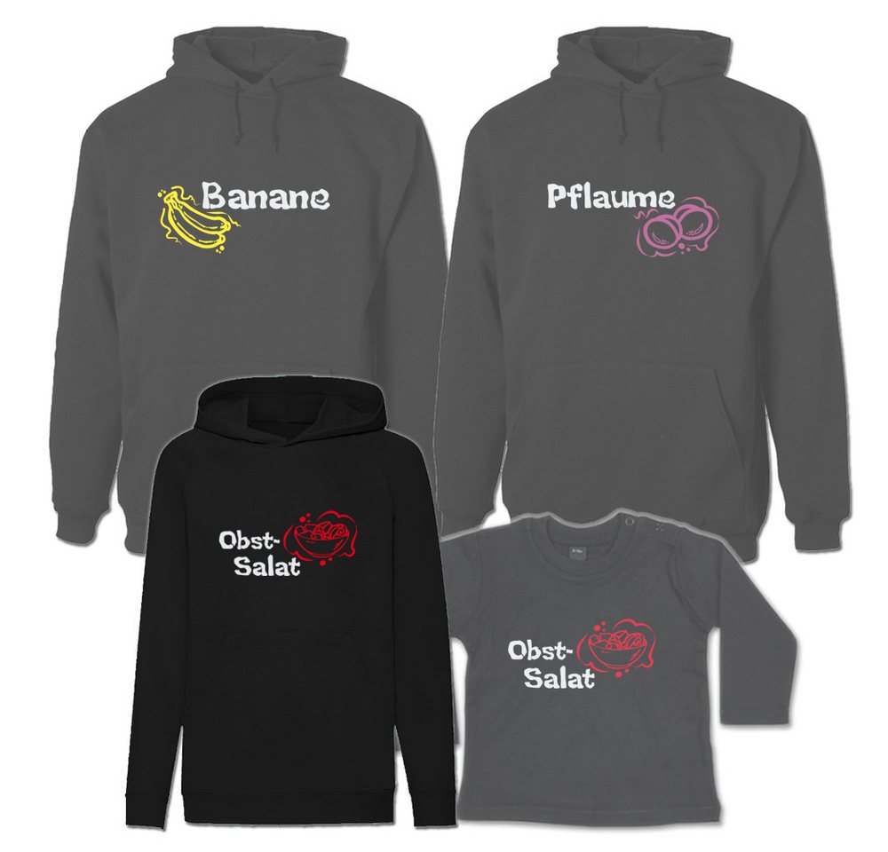 G-graphics Kapuzenpullover Pflaume, Banane & Obstsalat (Familienset, Einzelteile zum selbst zusammenstellen) Kinder & Erwachsenen-Hoodie & Baby Sweater von G-graphics