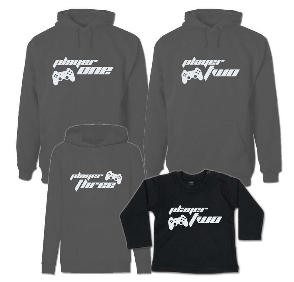 G-graphics Kapuzenpullover Player 1, 2, 3 & 4 (Familienset, Einzelteile zum selbst zusammenstellen) Kinder & Erwachsenen-Hoodie & Baby Sweater von G-graphics