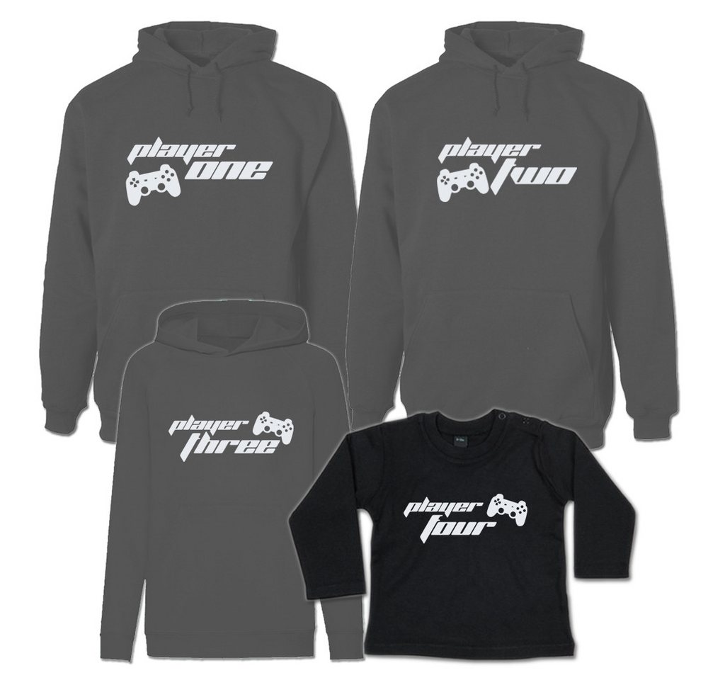 G-graphics Kapuzenpullover Player 1, 2, 3 & 4 (Familienset, Einzelteile zum selbst zusammenstellen) Kinder & Erwachsenen-Hoodie & Baby Sweater von G-graphics