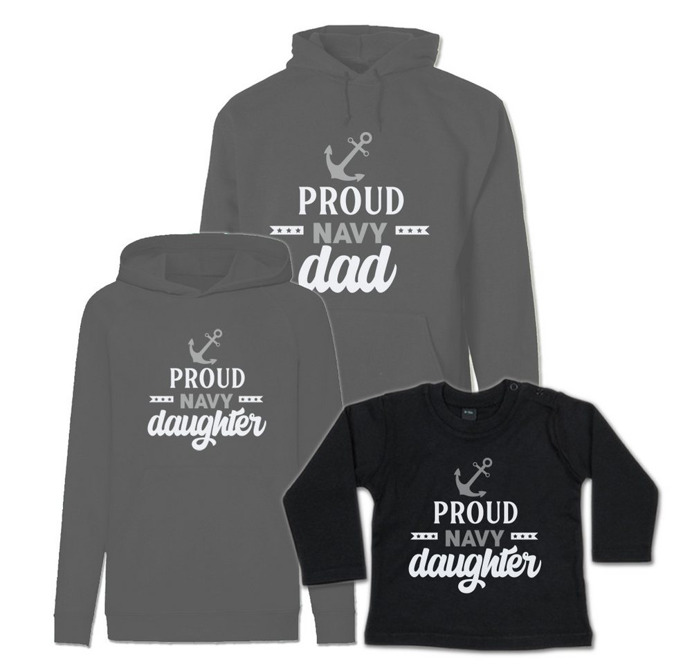 G-graphics Kapuzenpullover Proud Navy Dad & Daughter (Familienset, Einzelteile zum selbst zusammenstellen) Kinder & Erwachsenen-Hoodie & Baby Sweater von G-graphics