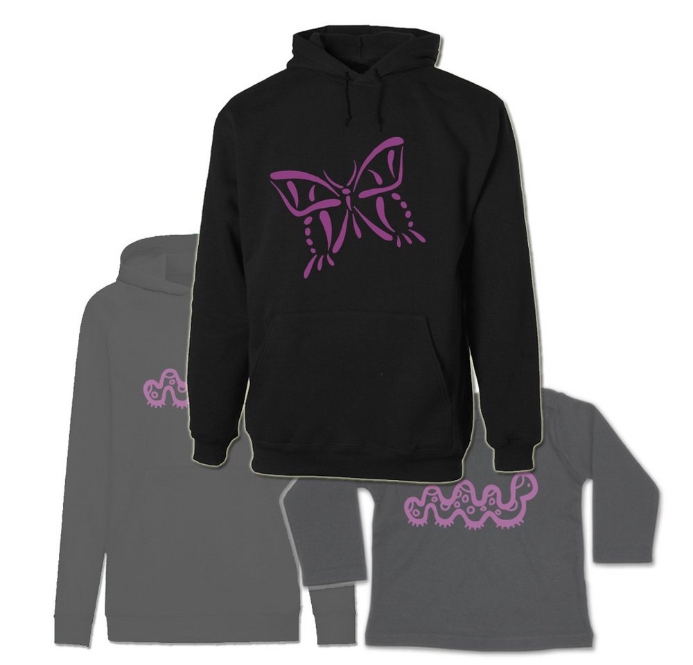 G-graphics Kapuzenpullover Schmetterling & Raupe (Familienset, Einzelteile zum selbst zusammenstellen) Kinder & Erwachsenen-Hoodie & Baby Sweater von G-graphics