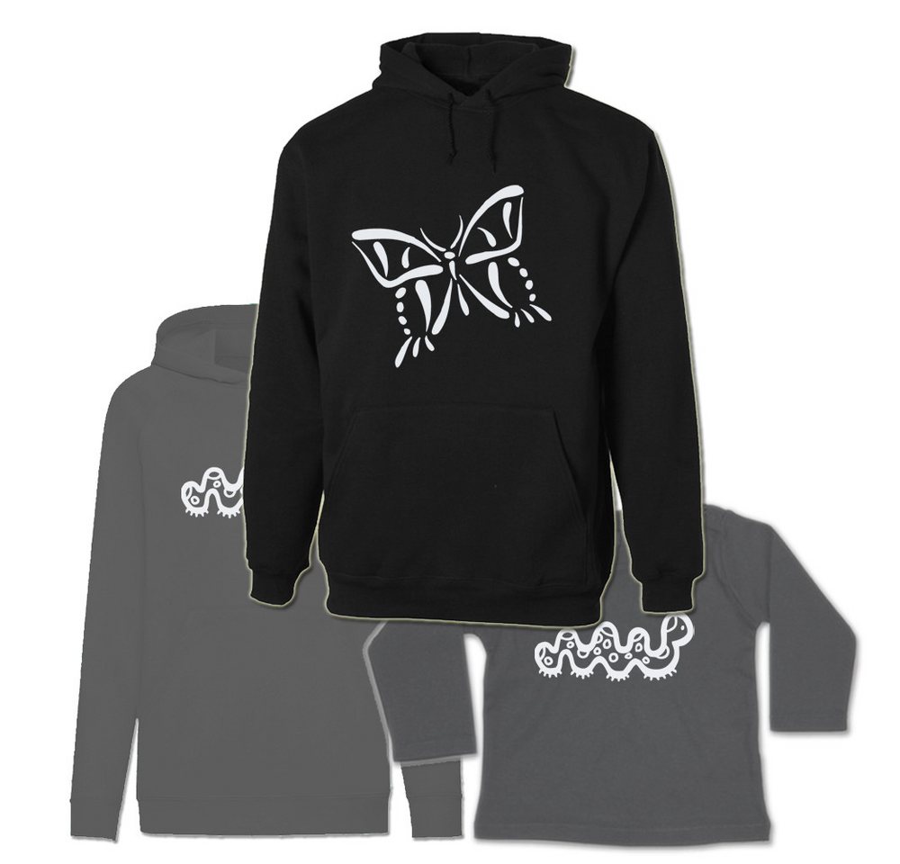 G-graphics Kapuzenpullover Schmetterling & Raupe (Familienset, Einzelteile zum selbst zusammenstellen) Kinder & Erwachsenen-Hoodie & Baby Sweater von G-graphics