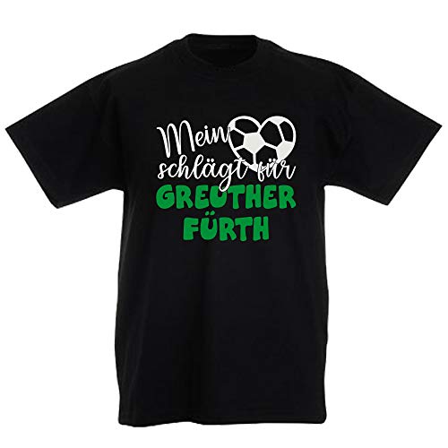 G-graphics Kinder T-Shirt Mein Herz schlägt für Greuther Fürth 265.0255 (116, schwarz) von G-graphics