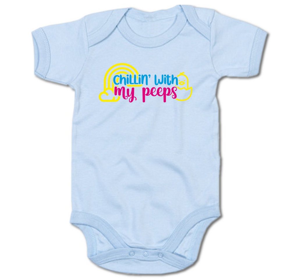 G-graphics Kurzarmbody Chillin with my peeps Baby Body mit Spruch / Motiv / Aufdruck • zu Ostern von G-graphics