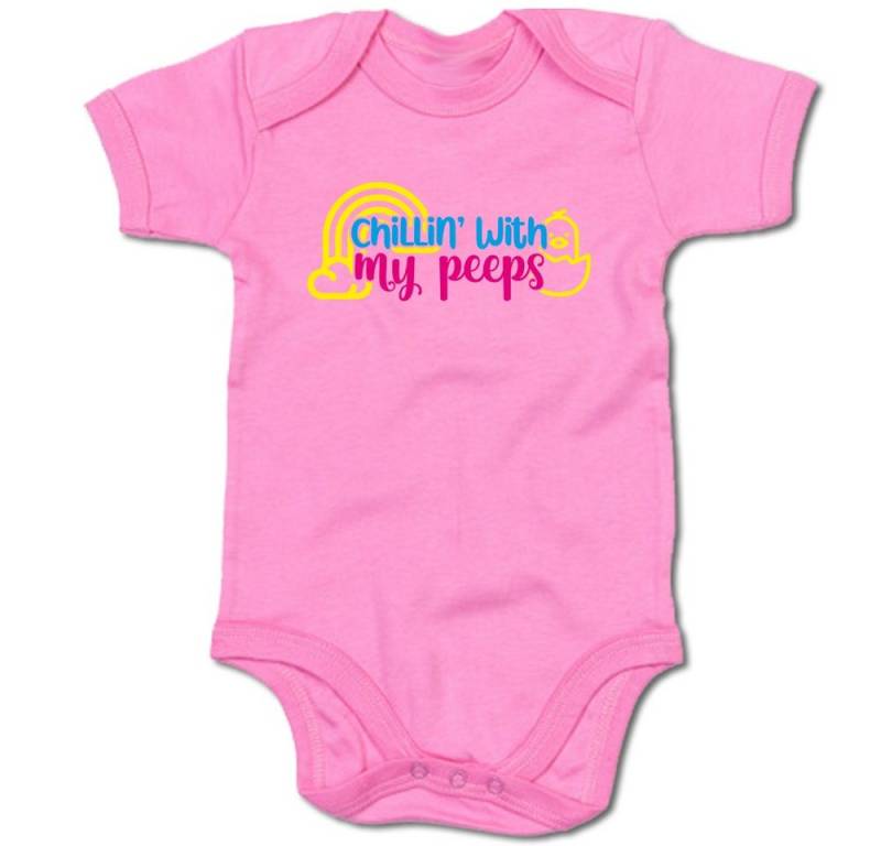 G-graphics Kurzarmbody Chillin with my peeps Baby Body mit Spruch / Motiv / Aufdruck • zu Ostern von G-graphics