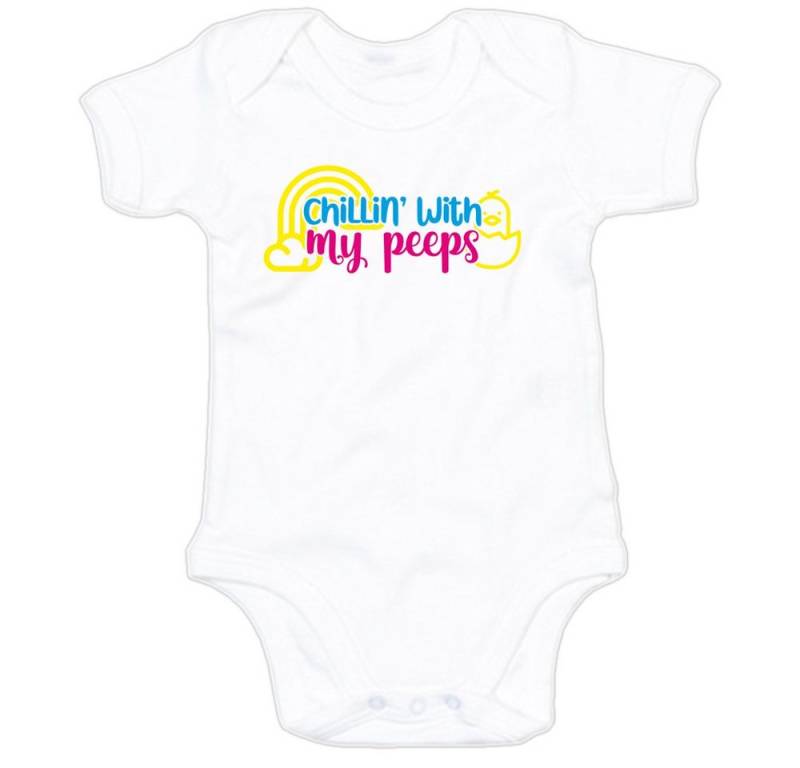 G-graphics Kurzarmbody Chillin with my peeps Baby Body mit Spruch / Motiv / Aufdruck • zu Ostern von G-graphics