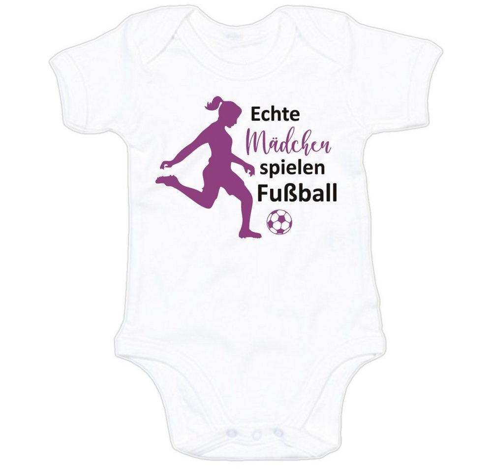 G-graphics Kurzarmbody Baby Body - Echte Mädchen spielen Fußball mit Spruch / Sprüche • Babykleidung • Geschenk zur Geburt / Taufe / Babyshower / Babyparty • Strampler von G-graphics