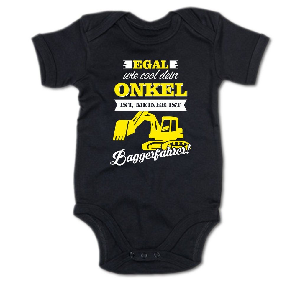 G-graphics Kurzarmbody Egal wie cool dein Onkel ist, meiner ist Baggerfahrer! Baby Body mit Spruch / Motiv / Aufdruck • für/von Tante & Onkel von G-graphics