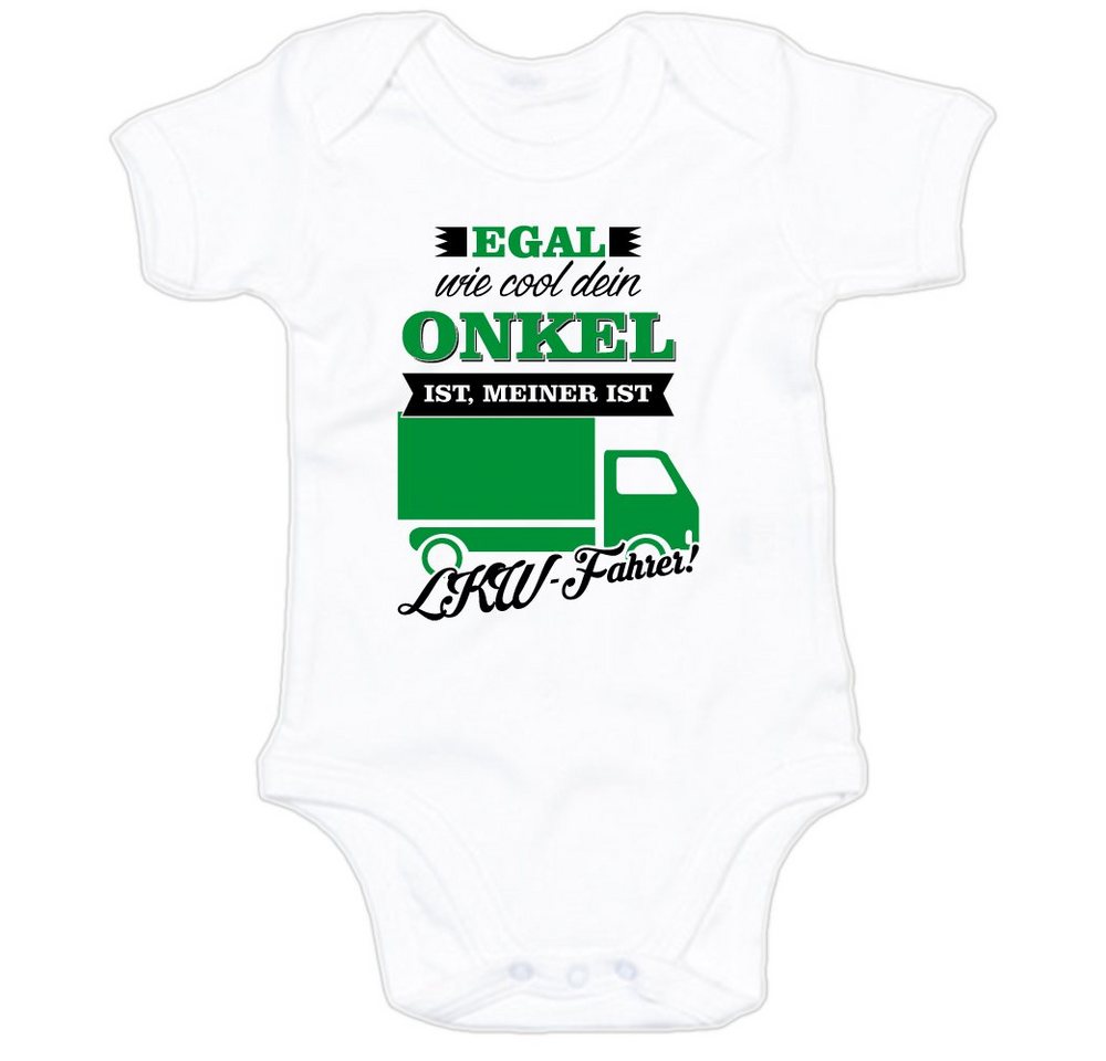 G-graphics Kurzarmbody Baby Body - Egal wie cool dein Onkel ist, meiner ist LKW-Fahrer! mit Spruch / Sprüche • Babykleidung • Geschenk zur Geburt / Taufe / Babyshower / Babyparty • Strampler von G-graphics