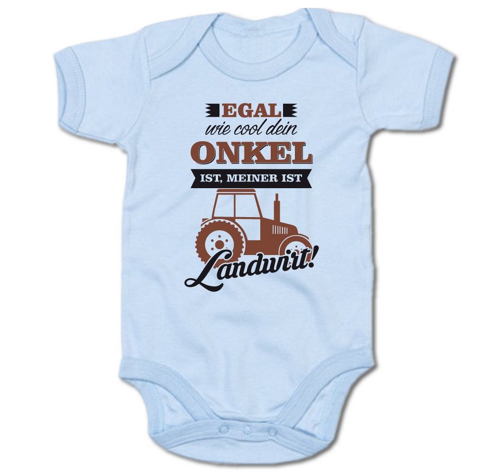 G-graphics Kurzarmbody Egal wie cool dein Onkel ist, meiner ist Landwirt! Baby Body mit Spruch / Motiv / Aufdruck • für/von Tante & Onkel von G-graphics