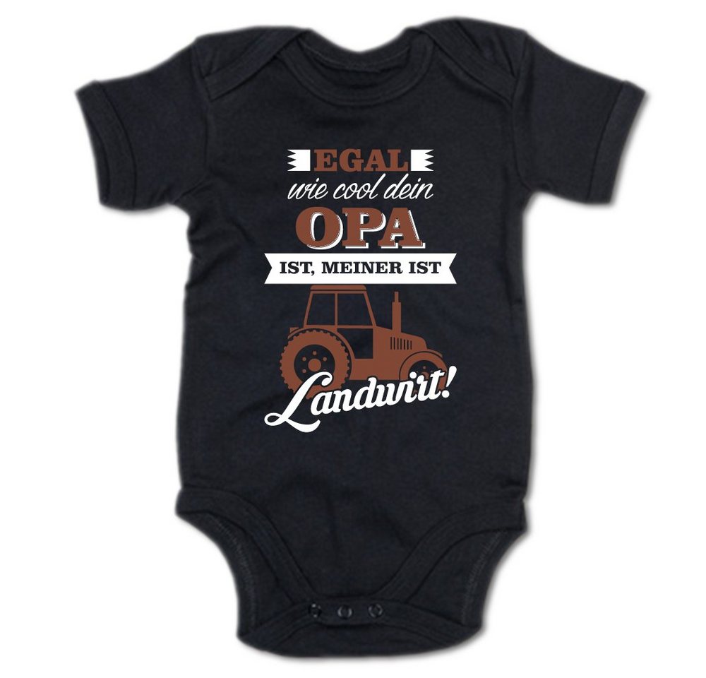 G-graphics Kurzarmbody Egal wie cool dein Opa ist, meiner ist Landwirt! Baby Body mit Spruch / Motiv / Aufdruck • für/von Oma & Opa von G-graphics