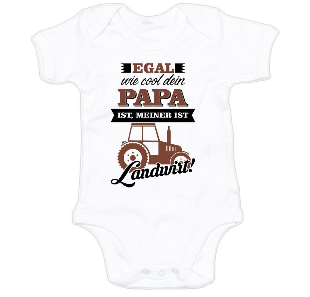 G-graphics Kurzarmbody Baby Body - Egal wie cool dein Papa ist, meiner ist Landwirt! mit Spruch / Sprüche • Babykleidung • Geschenk zum Vatertag / zur Geburt / Taufe / Babyshower / Babyparty • Strampler von G-graphics