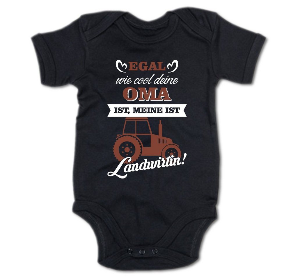 G-graphics Kurzarmbody Baby Body - Egal wie cool deine Oma ist, meine ist Landwirtin! mit Spruch / Sprüche • Babykleidung • Geschenk zum Muttertag / zur Geburt / Taufe / Babyshower / Babyparty • Strampler von G-graphics