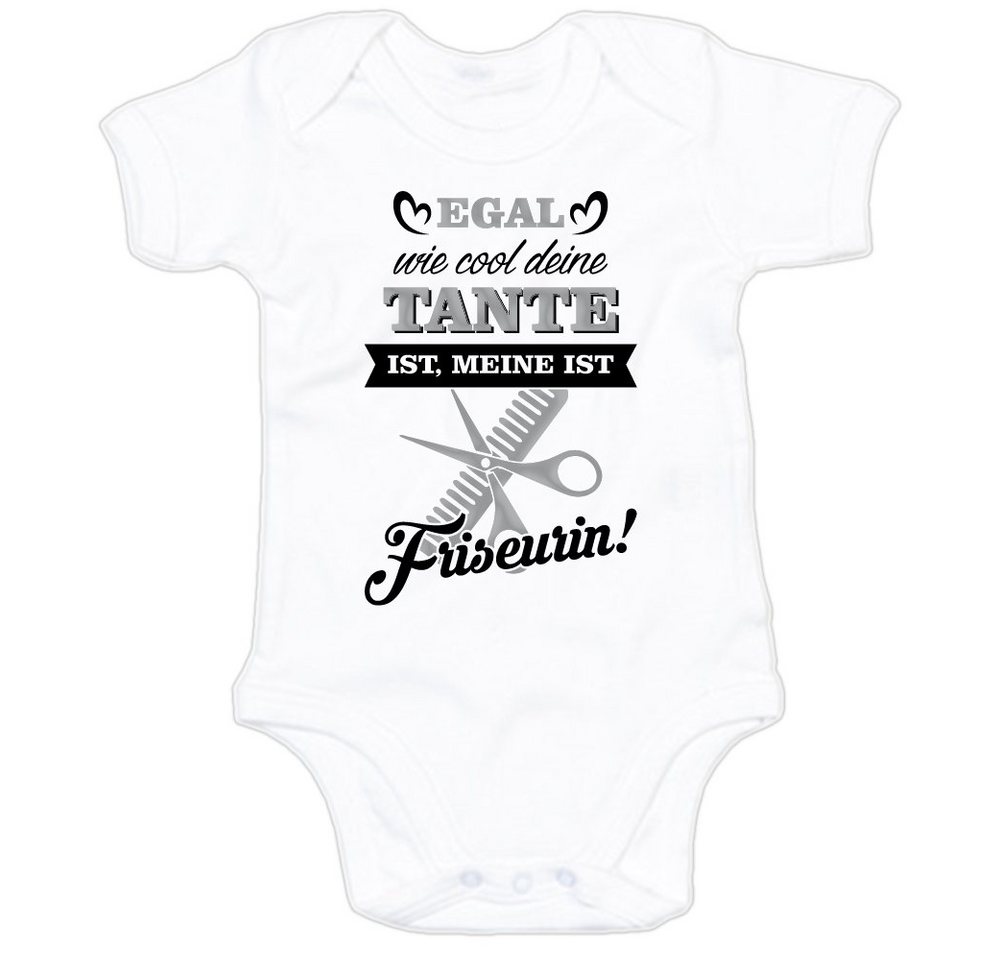 G-graphics Kurzarmbody Baby Body - Egal wie cool deine Tante ist, meine ist Friseurin! mit Spruch / Sprüche • Babykleidung • Geschenk zur Geburt / Taufe / Babyshower / Babyparty • Strampler von G-graphics