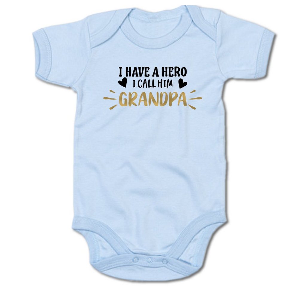 G-graphics Kurzarmbody I have a Hero, I call him Grandpa Baby Body mit Spruch / Motiv / Aufdruck • für/von Oma & Opa von G-graphics