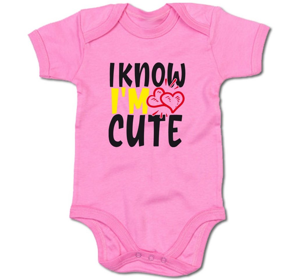 G-graphics Kurzarmbody Baby Body - I know I´m cute mit Spruch / Sprüche • Babykleidung • Geschenk zur Geburt / Taufe / Babyshower / Babyparty • Strampler von G-graphics