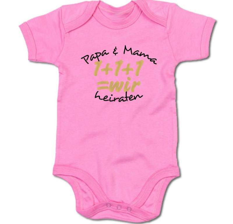 G-graphics Kurzarmbody Mama & Papa heiraten – 1+1+1 = wir Baby Body mit Spruch / Motiv / Aufdruck • zum Hochzeit von G-graphics