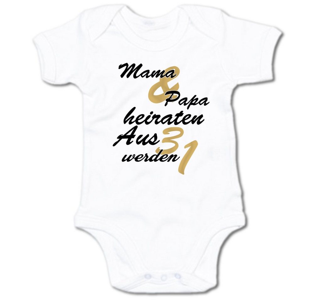 G-graphics Kurzarmbody Baby Body - Mama & Papa heiraten – Aus 3 werden 1 mit Spruch / Sprüche • Babykleidung • Geschenk zur Hochzeit • Strampler von G-graphics